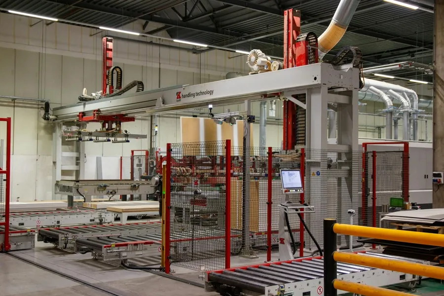 Modern factory floor with automated production machinery